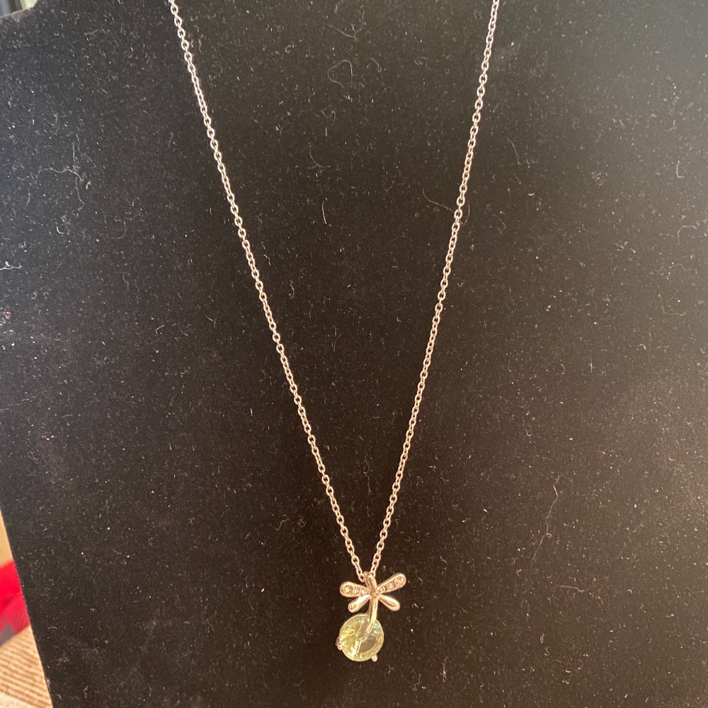 SAQ Silver Tone dragonfly pendant link chain